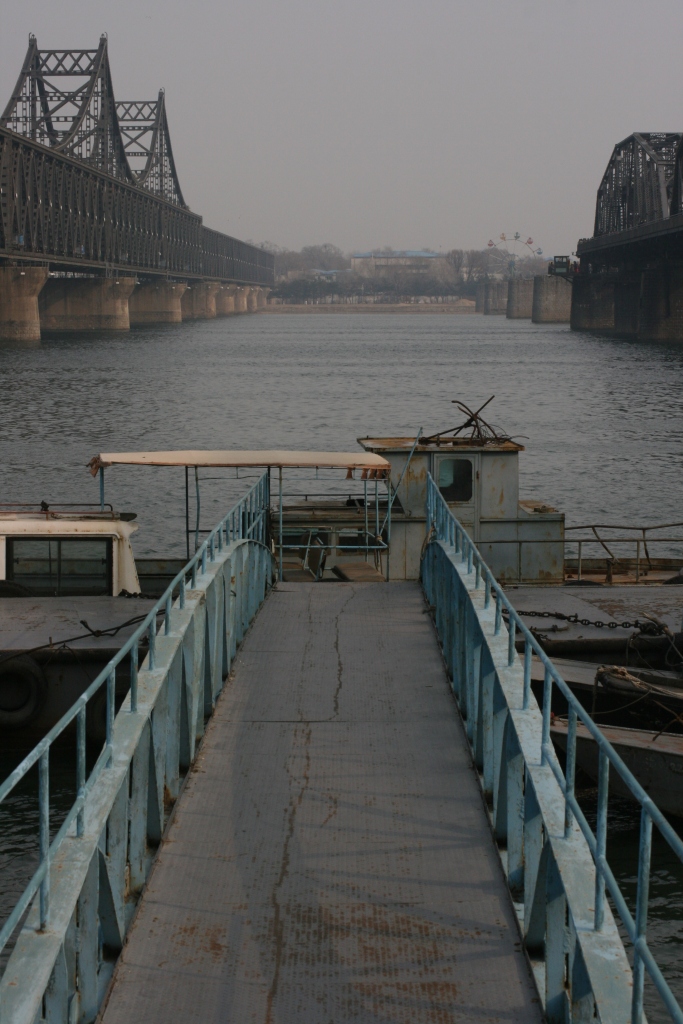 A pier between the Sino-Korean Friendship Bridge and the Yalu Jiang Duan Qiao bridge